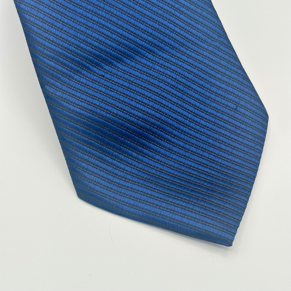 Kailong Mens Blue Striped Silk Tie Hand Made Ribbed Woven Formal Necktie - Picture 2 of 6